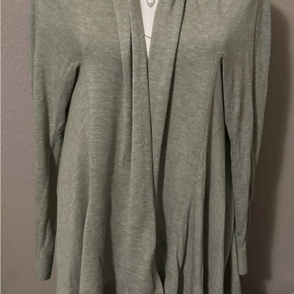 Lululemon Cashlu Knit Wrap Cardigan Heathered Rosemary Green M/L - Picture 3 of 8
